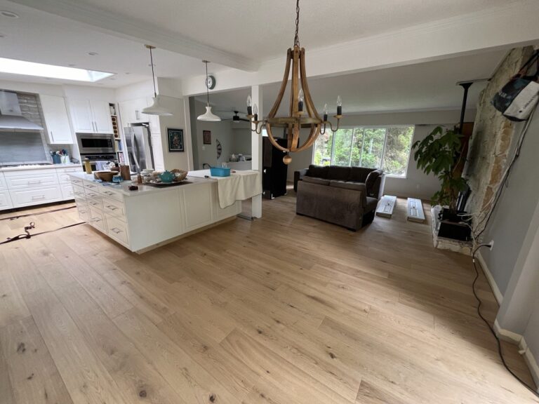 Open-plan kitchen and flooring, Tompkins Crescent, North Vancouver