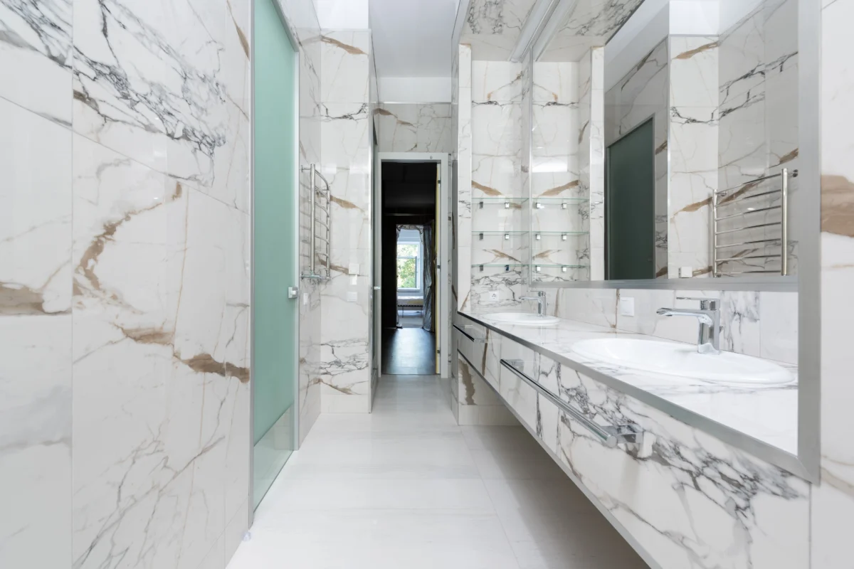 Modern double bathroom vanity with two sinks
