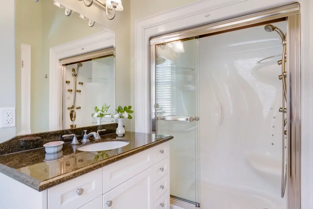 Modern bathroom with a glass walk-in shower