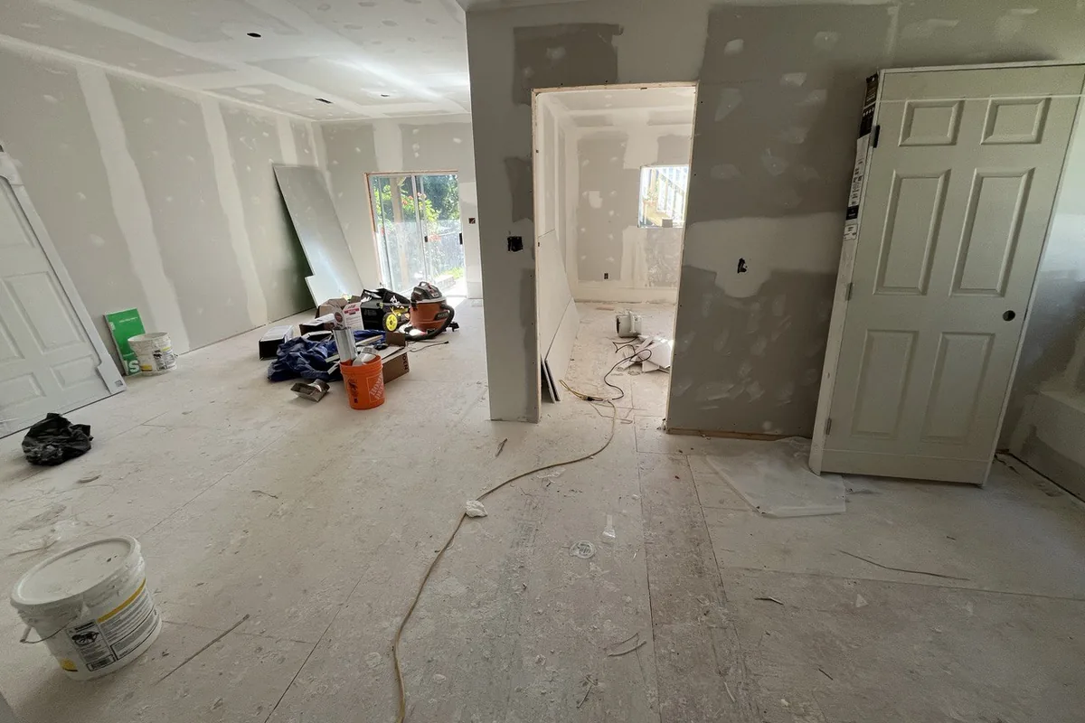 Interior walls and doorways being built for a new secondary suite