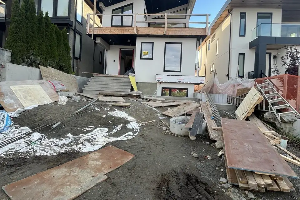 Modern house under construction in Burnaby
